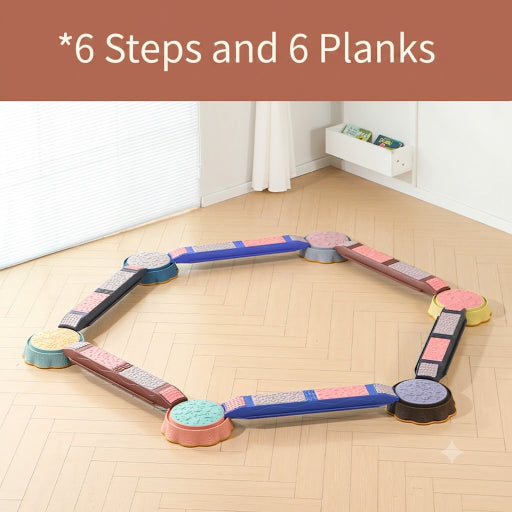 Kids Balance Board — 6 Planks & 6 Stumps Balance Training Set
