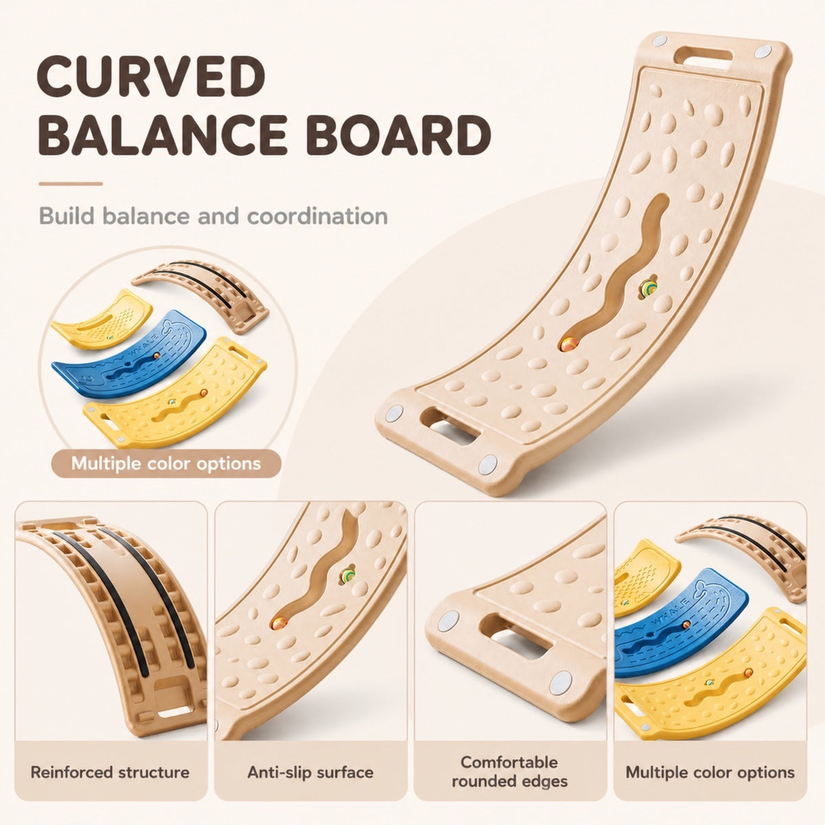 Kids Balance Board – Curved Wobble Board for Balance and Active Play