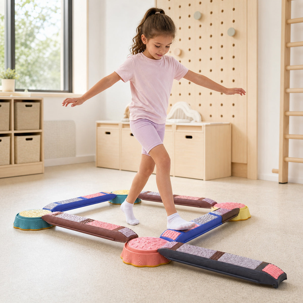 Kids Balance Board — 6 Planks & 6 Stumps Balance Training Set
