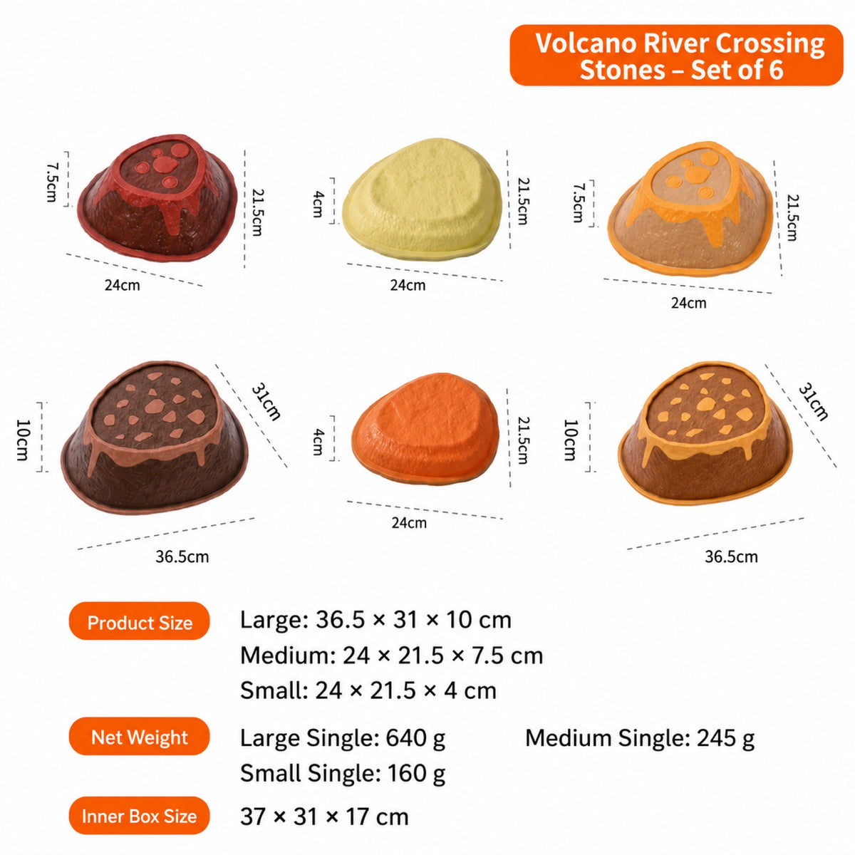 Volcano Stepping Stones – 6-Piece Balance Set for Kids